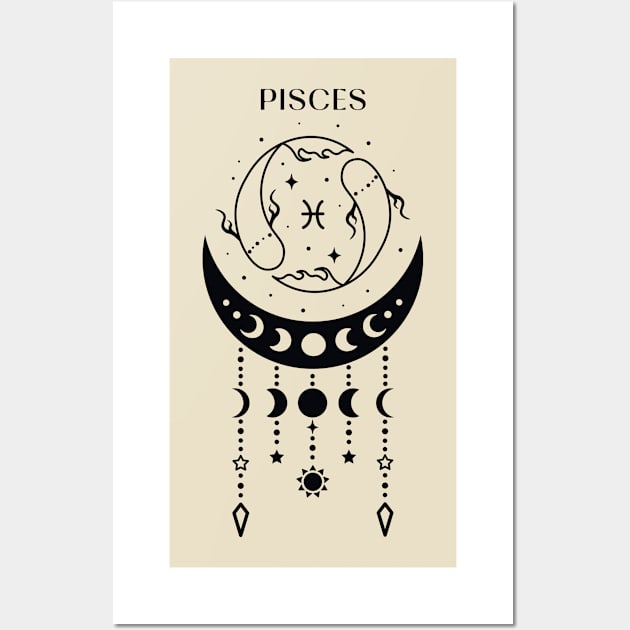 Pisces; horoscope sign; star sign; zodiac sign; birthday; February birthday; March birthday; gift for piscean; astrology sign Wall Art by Be my good time